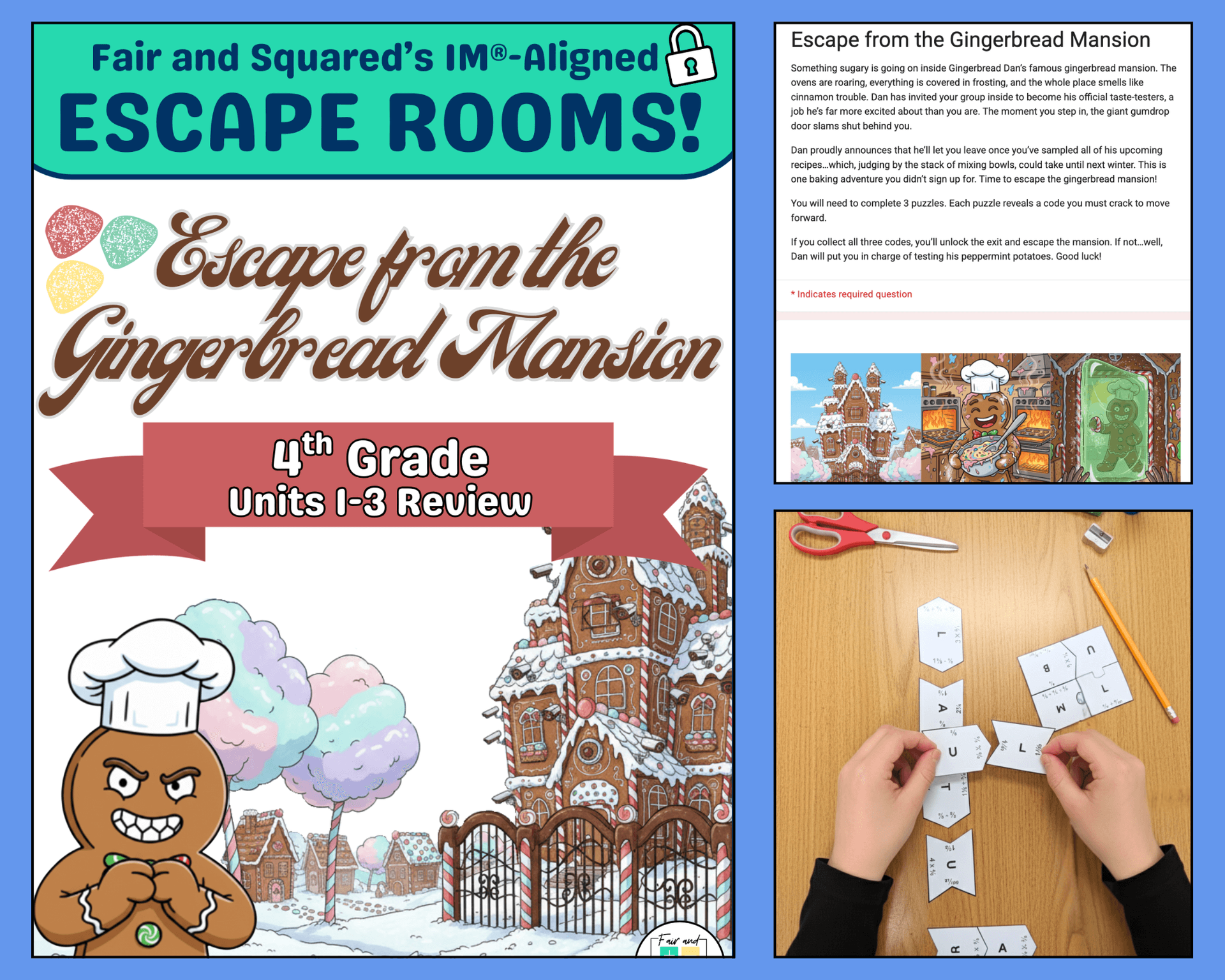 IM-aligned Escape Room puzzle activity for elementary math review — sample preview