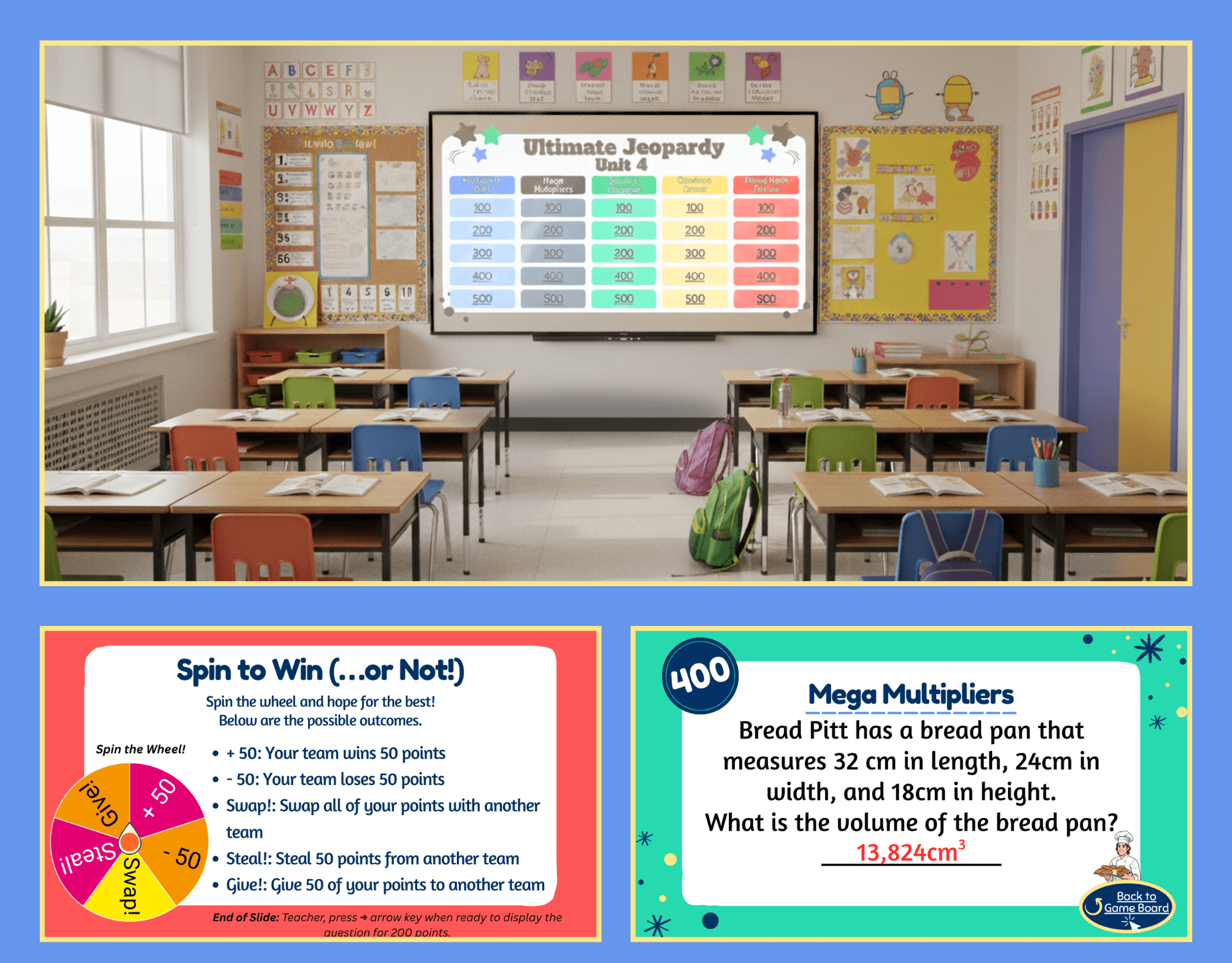IM-aligned Jeopardy math review game — whole-class unit review activity for Grades 2–5 elementary classrooms